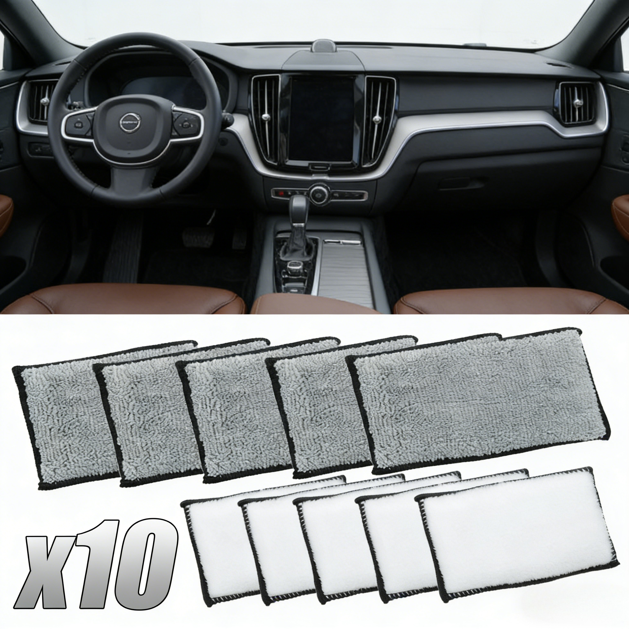 10Pcs Soft Double-Side Microfi - Leather Cleaner Interior incelemesi ve fiyatı